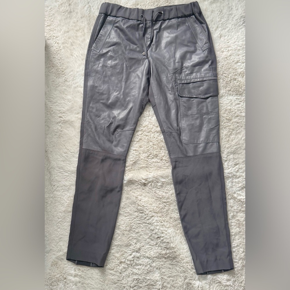 Kaufmanfranco Leather and Silk Mid-rise Designer Pants